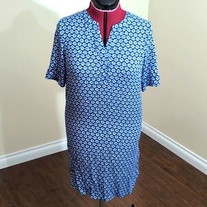 Olsen| Blue and White Midi Shirt Dress  With Circle Pattern